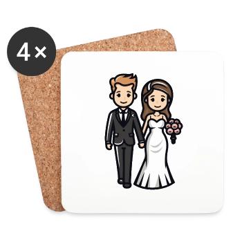 Marié Mariage Marié Marié - Dessous de verre (lot de 4) - blanc - Devant