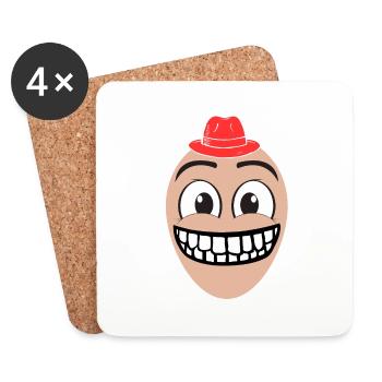 A happy man with a red hat - Coasters (set of 4) - white - Front