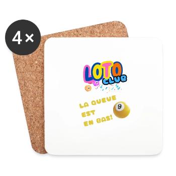 LOTO - BINGO - 9 - LA QUEUE EST EN BAS - Dessous de verre (lot de 4) - blanc - Devant