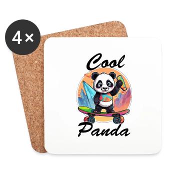 Panda / Animal / Zoo / Bamboo / Wild / Childlike - Coasters (set of 4) - white - Front