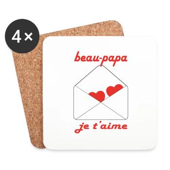Beau papa je t'aime - Dessous de verre (lot de 4) - blanc - Devant
