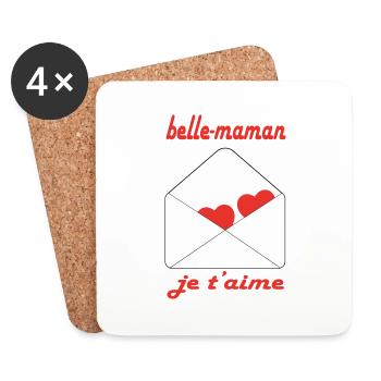 Belle maman je t'aime - Dessous de verre (lot de 4) - blanc - Devant
