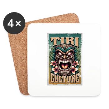 Tiki Kultur Maori Maske - Untersetzer (4er-Set) - Weiß - Vorne