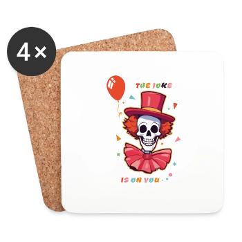 Clown Totenkopf Skull - The Joke Is On You - Coasters (set of 4) - white - Front