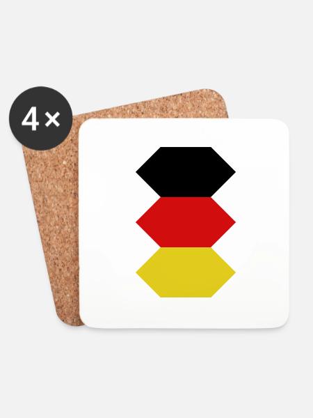 Deutschlandfarben - Untersetzer (4er-Set) - Weiß