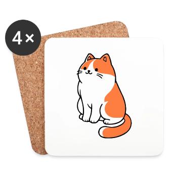 Chat - Dessous de verre (lot de 4) - blanc - Devant
