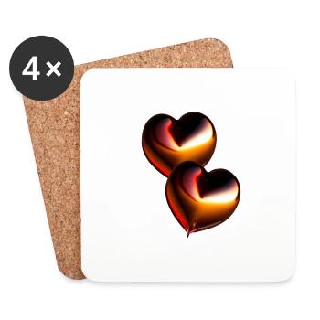 two chocolate colored hearts - Coasters (set of 4) - white - Front