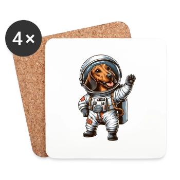 Dackel Astronaut Weltraum Science Fiction - Untersetzer (4er-Set) - Weiß - Vorne