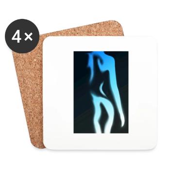 Corps de femme nu en bleu - Dessous de verre (lot de 4) - blanc - Devant