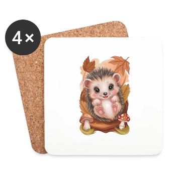 Adorable Baby Hedgehog - Coasters (set of 4) - white - Front