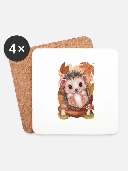 Entzückender Baby-Igel - Untersetzer (4er-Set) - Weiß