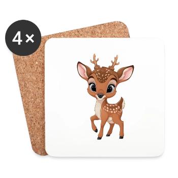 Adorable Baby Deer Illustration - Coasters (set of 4) - white - Front