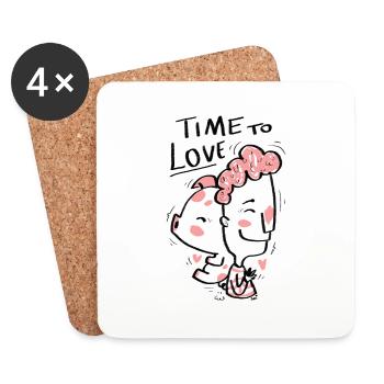 Il est temps d’aimer - Piggy - Dessous de verre (lot de 4) - blanc - Devant