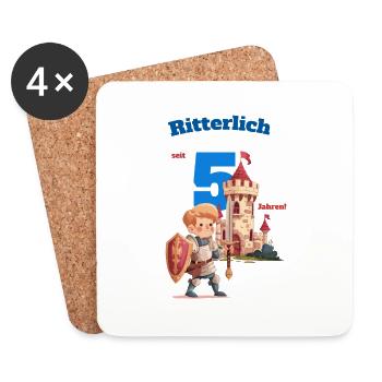 Ritterlich seit 5 Jahren - tolles Ritter Motiv - Untersetzer (4er-Set) - Weiß - Vorne