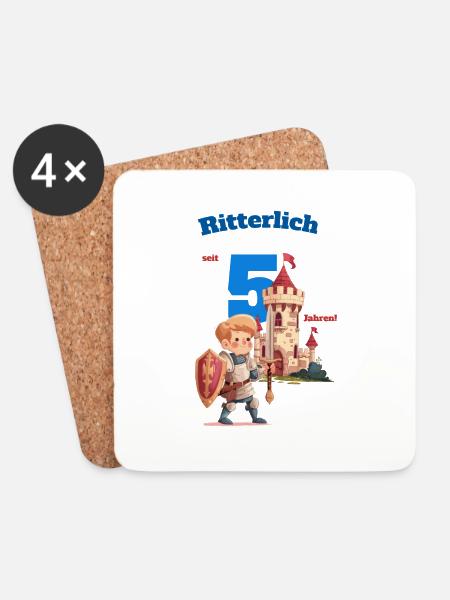 Ritterlich seit 5 Jahren - tolles Ritter Motiv - Untersetzer (4er-Set) - Weiß