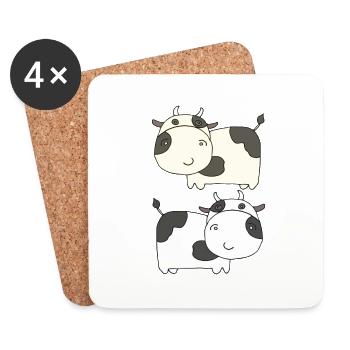 Vache double - Dessous de verre (lot de 4) - blanc - Devant