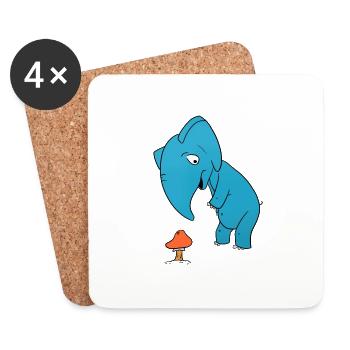 Elefant Pilz - Untersetzer (4er-Set) - Weiß - Vorne