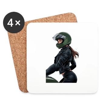 Lady Biker für eine Motorradfahrerin Bikerin - Untersetzer (4er-Set) - Weiß - Vorne