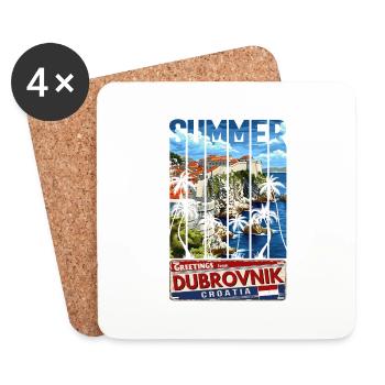Croatia Kroatia travel summer croatia Dubrovnik - Coasters (set of 4) - white - Front
