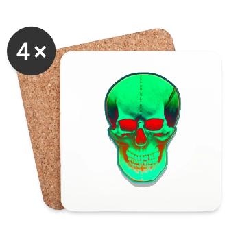 Tête verte avec les yeux rouges - Dessous de verre (lot de 4) - blanc - Devant