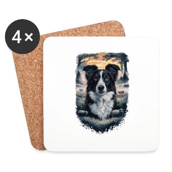 Schöner Border Collie Hund Design - Untersetzer (4er-Set) - Weiß - Vorne