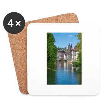 Stadtbild von Esslingen am Neckar von der Agnesbrücke aus - Untersetzer (4er-Set) - Weiß - Vorne
