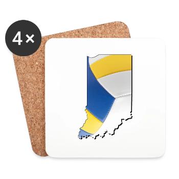 Real Volleyball in the Indiana State Map - Coasters (set of 4) - white - Front