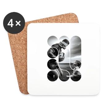 ok 4Rugby et Héritage Noir et Blanc - Dessous de verre (lot de 4) - blanc - Devant