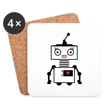 copie femme robot - Dessous de verre (lot de 4) - blanc - Devant