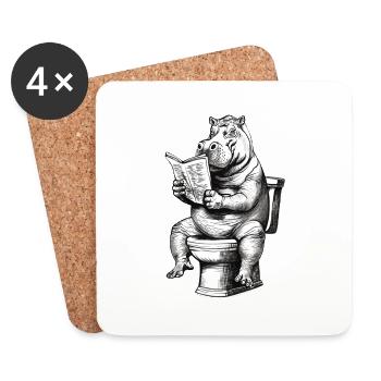 Lecture confortable sur les toilettes - Dessous de verre (lot de 4) - blanc - Devant