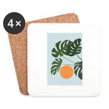 Monstera Sonnenuntergang - Untersetzer (4er-Set) - Weiß - Vorne