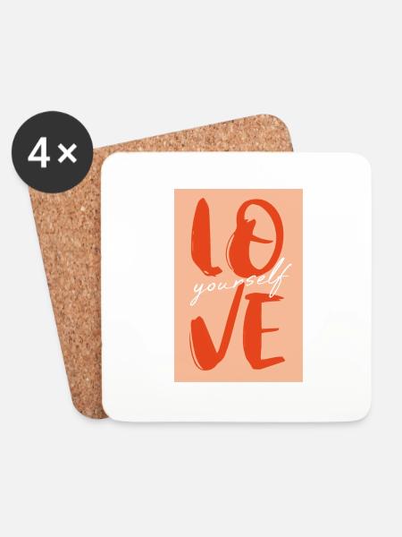 Love Yourself - Untersetzer (4er-Set) - Weiß