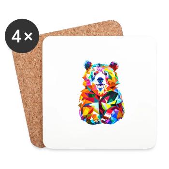 Ours polygone - Dessous de verre (lot de 4) - blanc - Devant