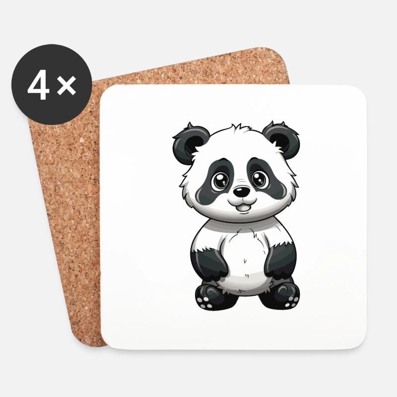 Panda Tier - Untersetzer (4er-Set) - Weiß