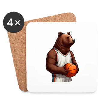 Bären-Basketballspieler - Untersetzer (4er-Set) - Weiß - Vorne