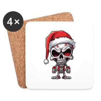 Squelette du Père Noël - Dessous de verre (lot de 4) - blanc - Devant
