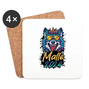 Malle 2024 Party Wolf - Untersetzer (4er-Set) - Weiß - Vorne