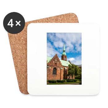 Klosterkirken, Aarhus, Dänemark - Untersetzer (4er-Set) - Weiß - Vorne