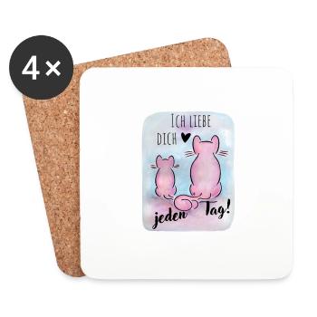 Ich liebe dich jeden Tag! - Untersetzer (4er-Set) - Weiß - Vorne