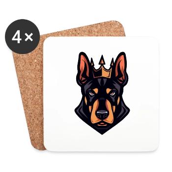 Doberman Hund Kopf Krone - Untersetzer (4er-Set) - Weiß - Vorne
