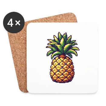 Icône pixel ananas - Dessous de verre (lot de 4) - blanc - Devant