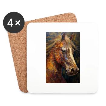 Ein Portrait von einem Pferd 2 - Untersetzer (4er-Set) - Weiß - Vorne