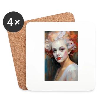 Portrait d’un clown coloré 2 - Dessous de verre (lot de 4) - blanc - Devant