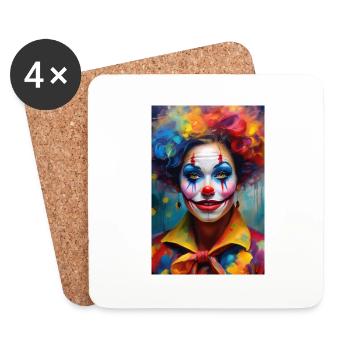 Portrait d’un clown coloré 4 - Dessous de verre (lot de 4) - blanc - Devant