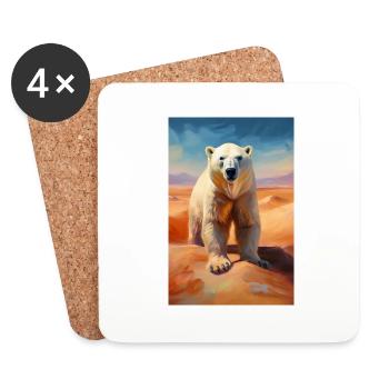 Ours polaire dans le désert - Dessous de verre (lot de 4) - blanc - Devant