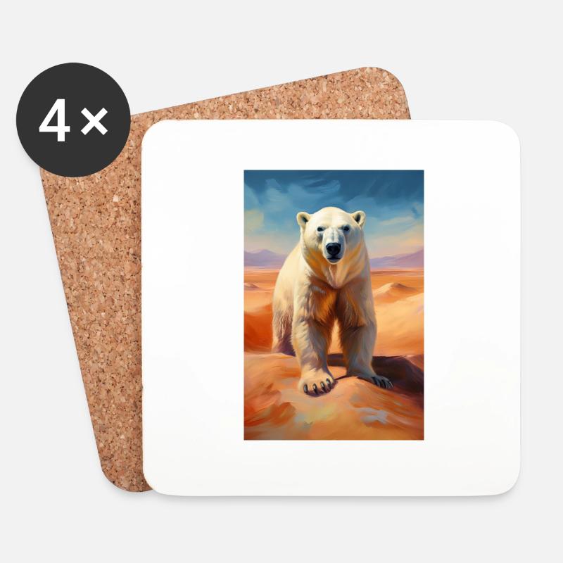 Eisbär in der wüste - Untersetzer (4er-Set) - Weiß