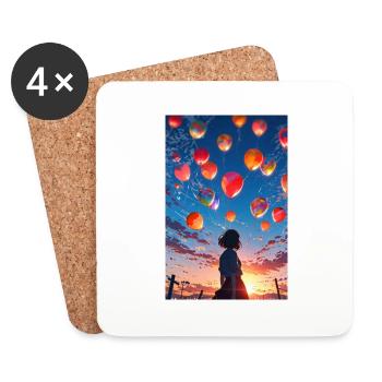 Fille avec des ballons - Dessous de verre (lot de 4) - blanc - Devant