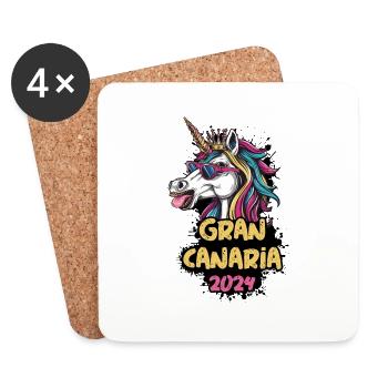 Gran Canaria 2024 Licorne - Dessous de verre (lot de 4) - blanc - Devant