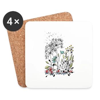 Blumen - Untersetzer (4er-Set) - Weiß - Vorne