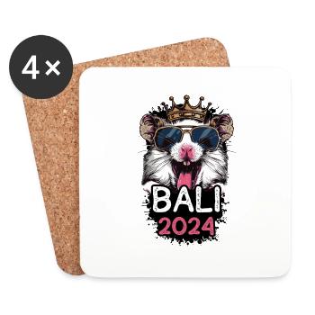 Bali 2024 Party Hamster - Untersetzer (4er-Set) - Weiß - Vorne